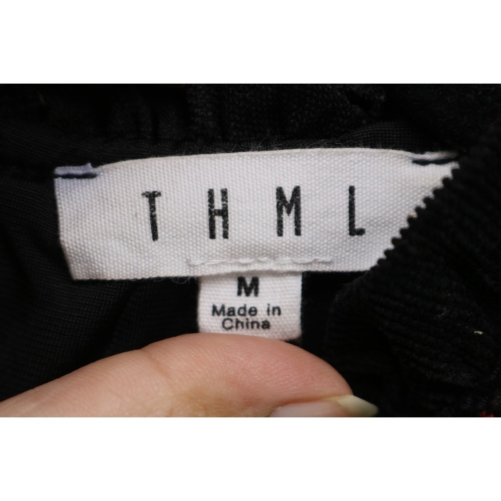 THML Black Ruffle Sleeves Embroidery Corduroy Dress-Medium-Boho-Whimsigoth - Picture 6 of 12